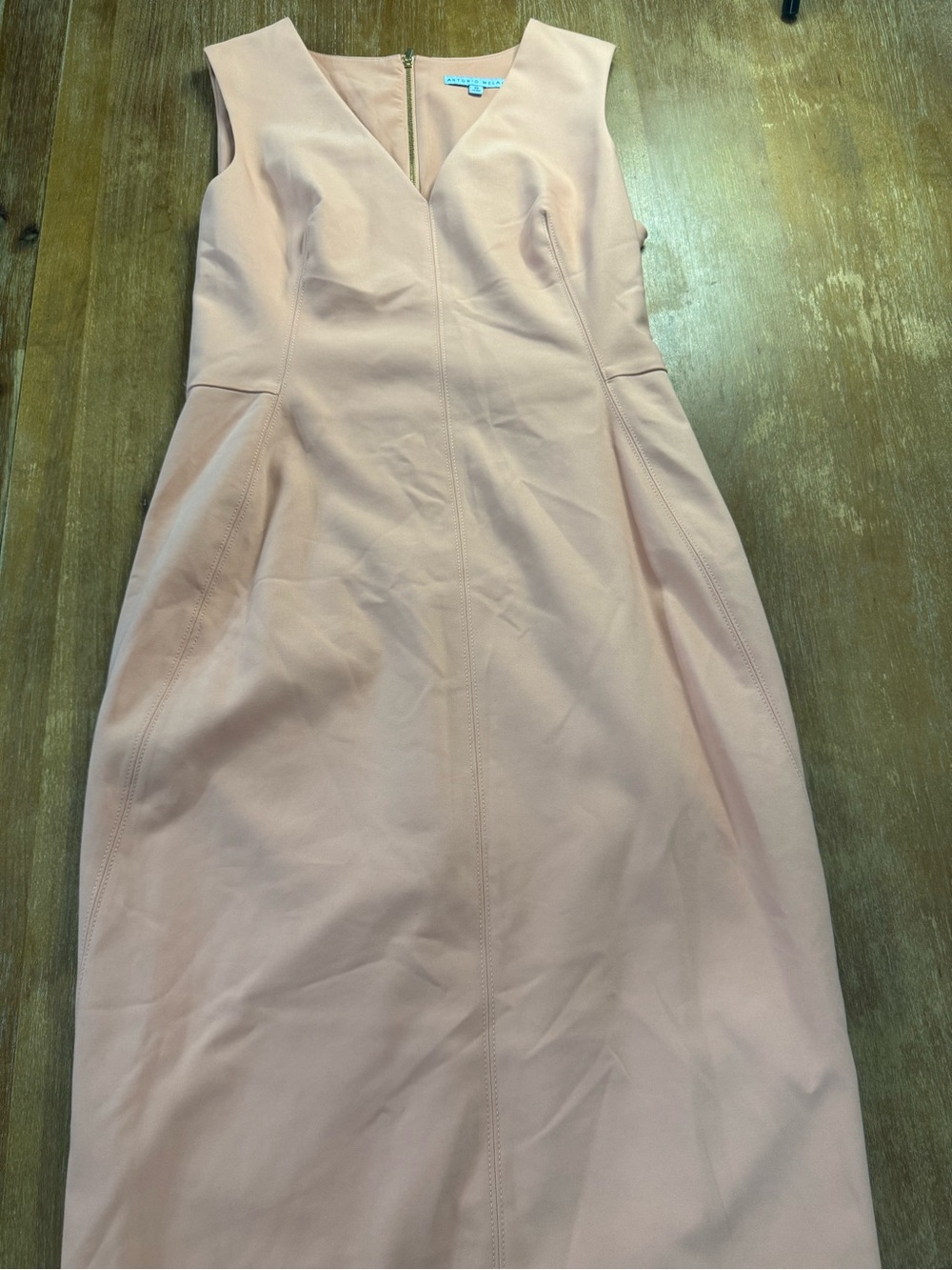 ANTONIO MELANI Sleeveless V-Neck Midi Dress in peach